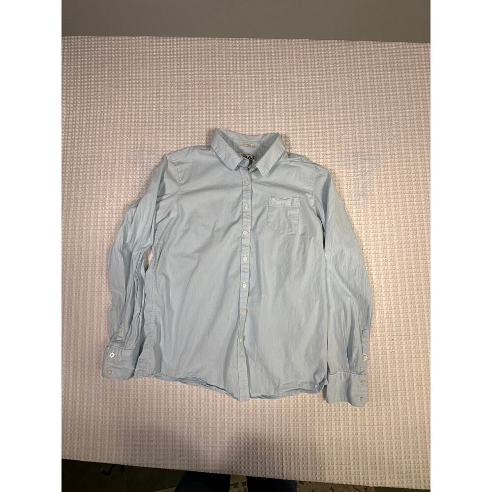 Ariat Real Button Up Shirt Blue Stripe XXL Fitted Western Casual Classic